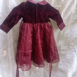 Source Unknown Burgundy Velvet and Tulle Kids Formal Dress